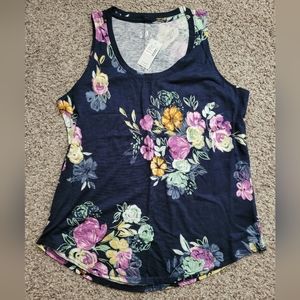 NWT maurices womens medium floral 24/7 tank top blue pink